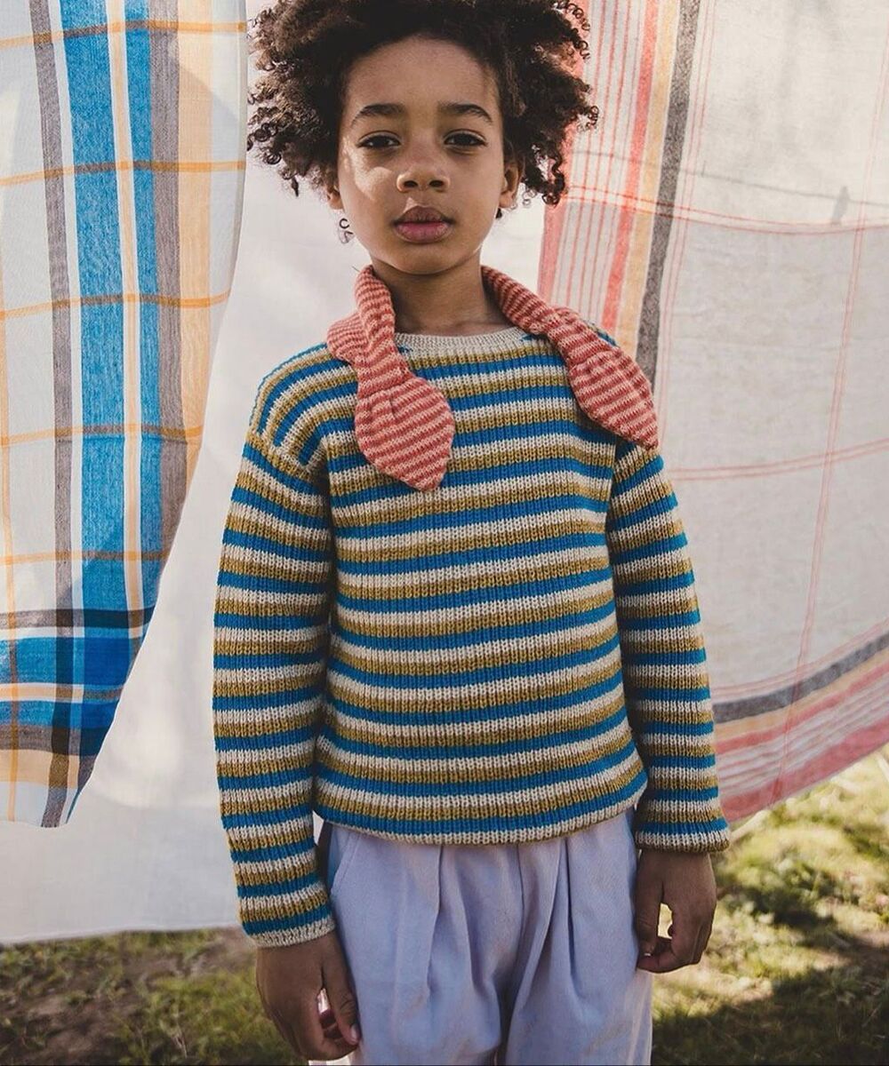 Oeuf baby alpaca Striped Knit sweater tee Artichoke, 4/5 yrs, $168 E43